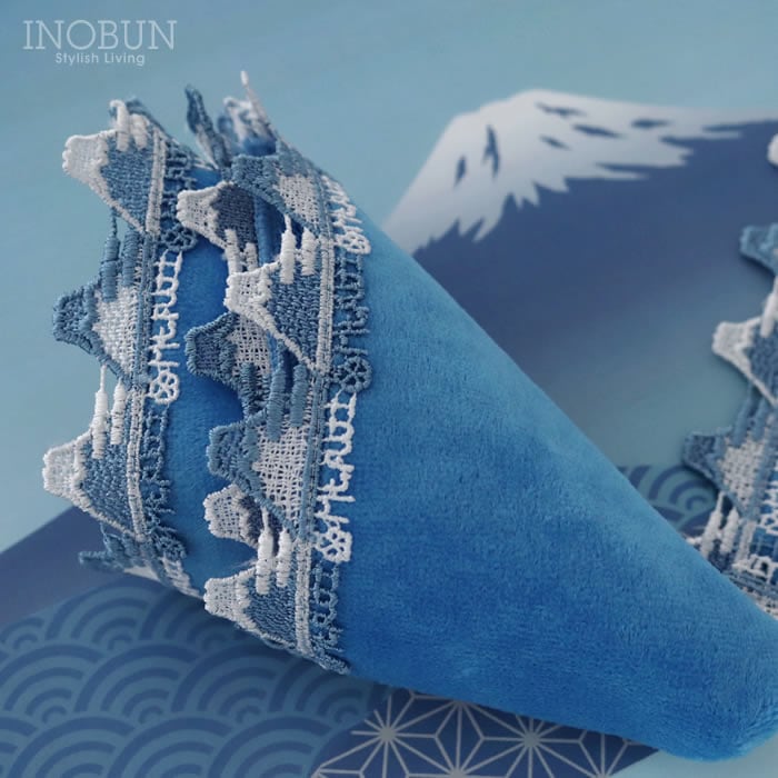 次回入荷日未定】 近沢レース店 富士山 ブルー 和レース タオル