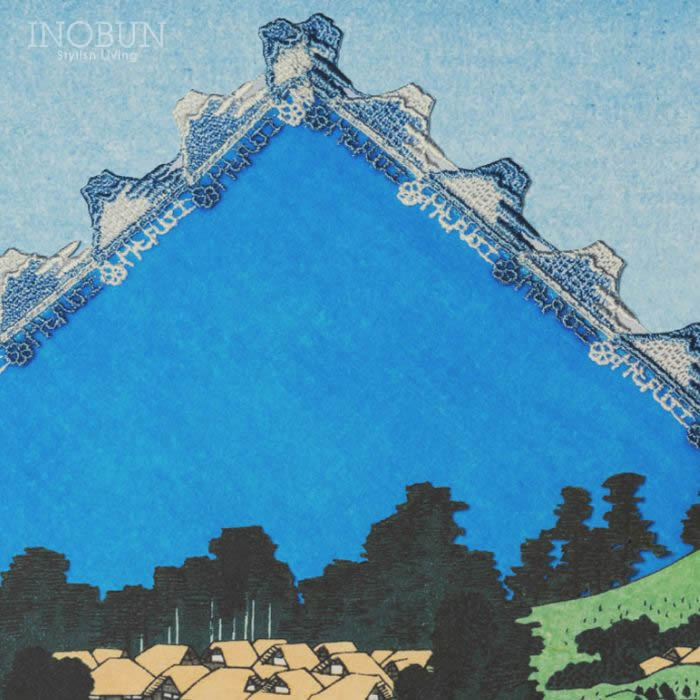 近沢レース　ハンカチ　富士山　２枚セット タオルハンカチ「富士山」＋「折り鶴」2枚組｜近沢レース店