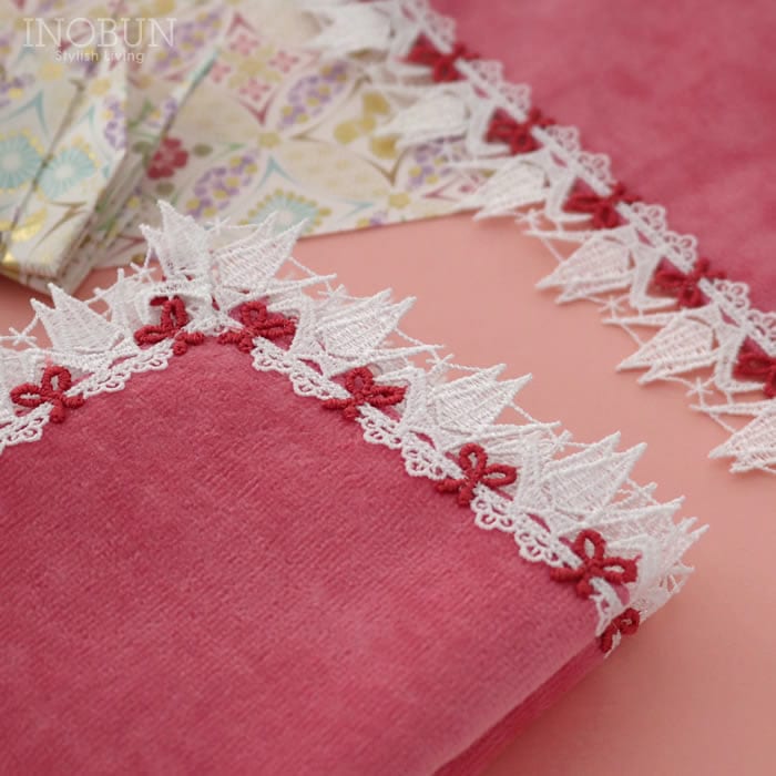 次回入荷日未定】 近沢レース店 折り鶴 コーラルピンク 和レース