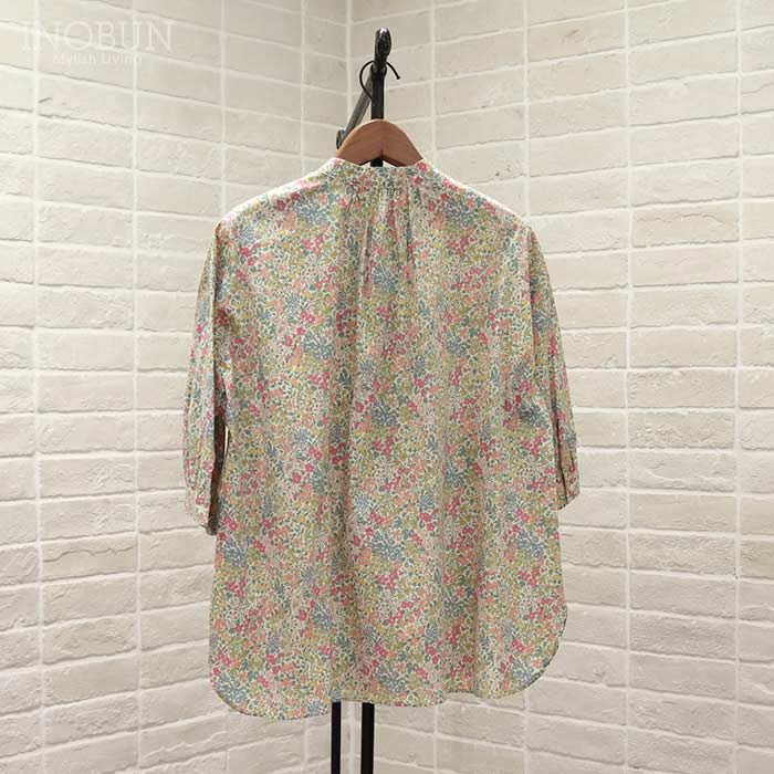 J.Sloane リバティ 五分袖 スタンドオーバーシャツ ブラウス M