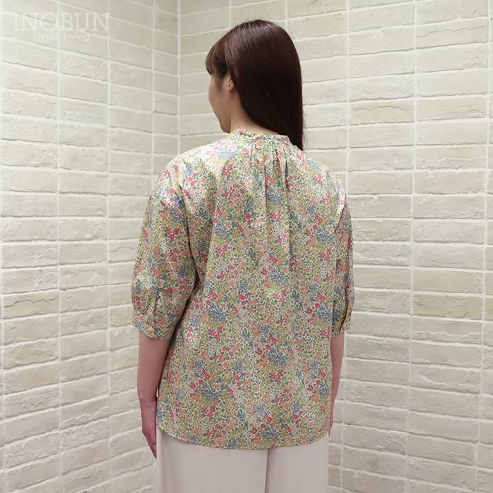 J.Sloane リバティ 五分袖 スタンドオーバーシャツ ブラウス M