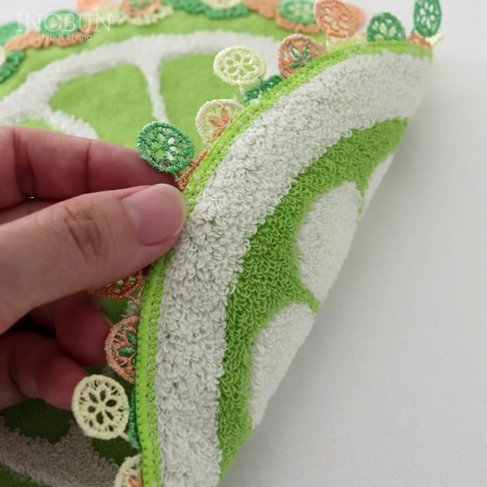 完売】近沢レース店 柑橘系 グリーン 8月 シーズンタオルハンカチ