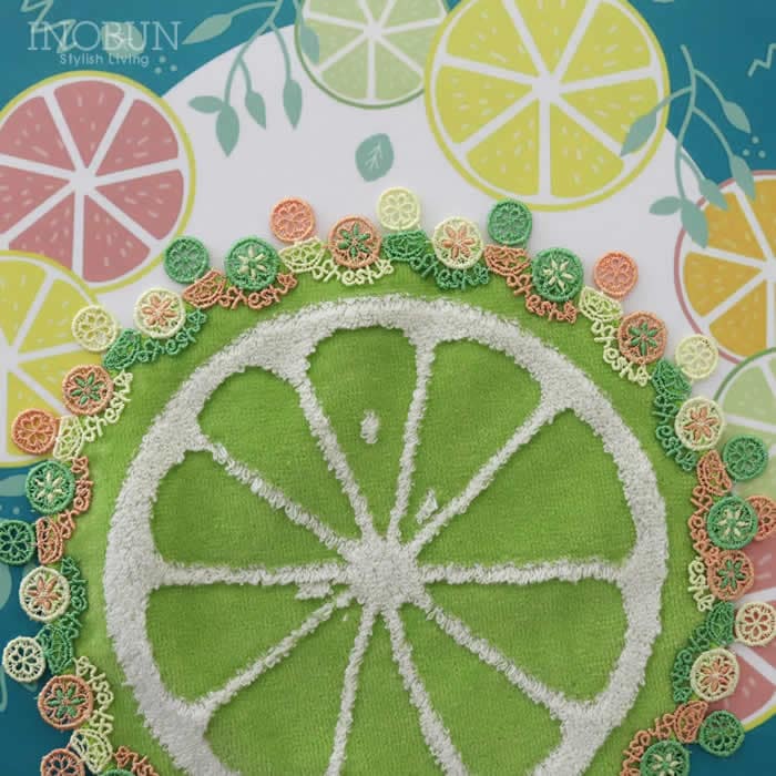 完売】近沢レース店 柑橘系 グリーン 8月 シーズンタオルハンカチ