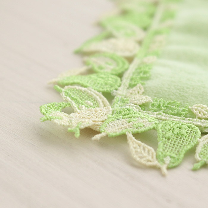 【新品】近沢レース　リボン　りぼん　タオルハンカチ　グリーン 再入荷予定なし】 近沢レース店 タオルハンカチ 洋梨 イエロー