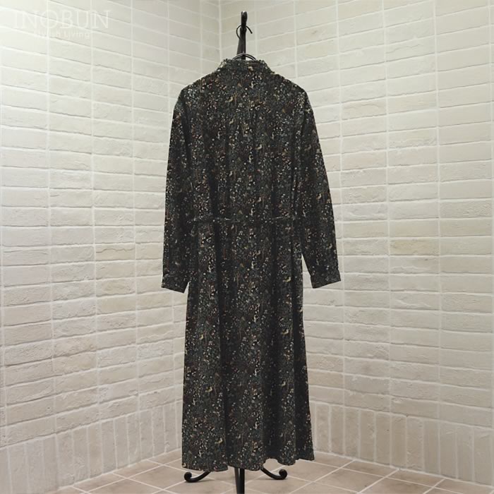 北欧　森の動物ワンピース　黒 　*　ハンドメイド　*05 MEDE19F 旭山動物園・ボルネオの森応援商品 アニマルプリント