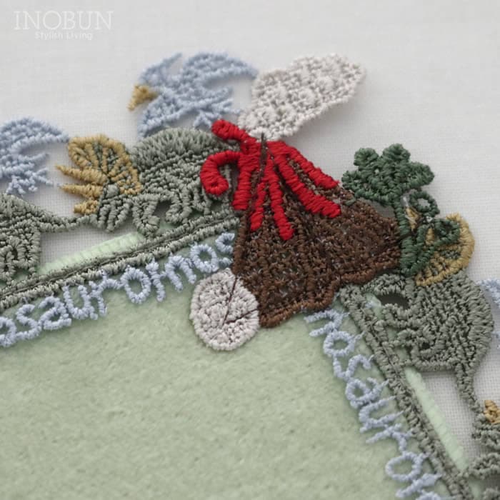 近沢レース店 恐竜 グリーン 10月 シーズンタオルハンカチ