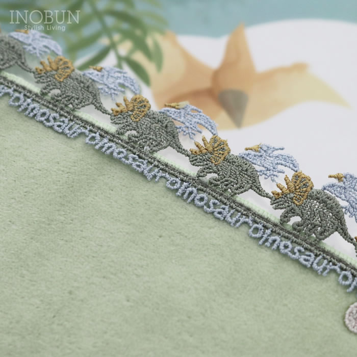 完売】近沢レース店 恐竜 グリーン 10月 シーズンタオルハンカチ