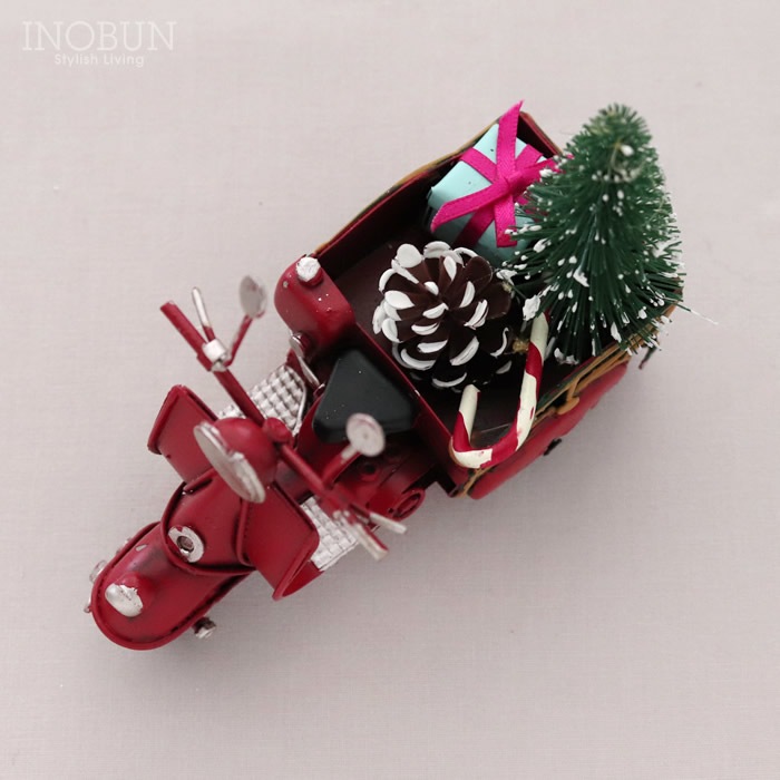 ティンレッドバイク クリスマス ビンテージカー プレゼント インテリア