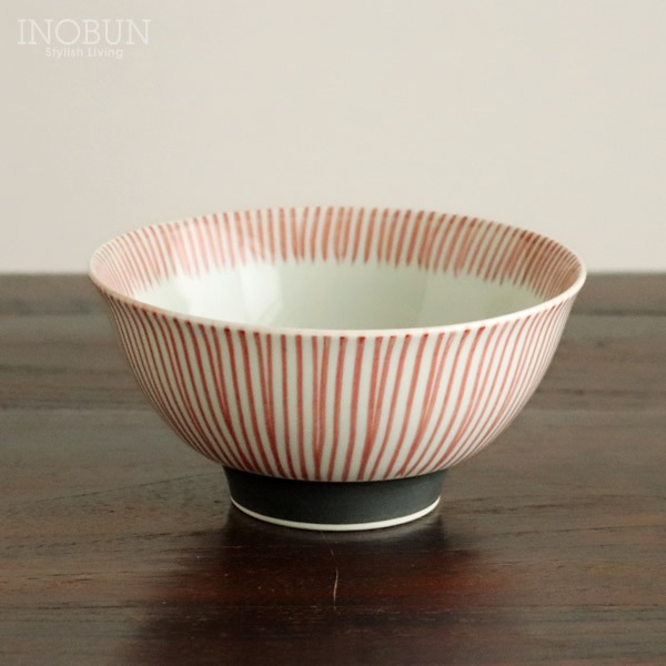 千筋十草 飯碗 赤 茶碗小 波佐見焼 日本製 西海陶器 新生活 お正月