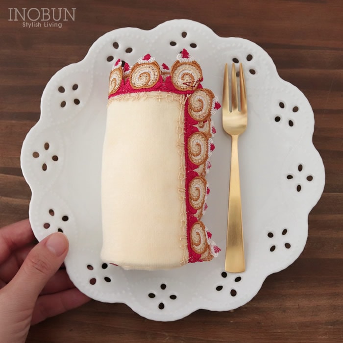 近沢レース店 ロールケーキ パウダーイエロー 12月 シーズンタオルハンカチ