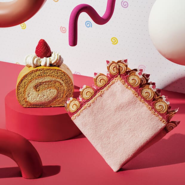 近沢レース店 ロールケーキ パウダーイエロー 12月 シーズンタオルハンカチ