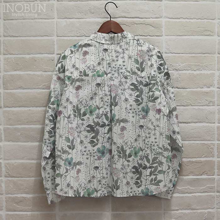 Parkes リバティ 重ね衿 裾ラウンドカットシャツ ブラウス Mサイズ