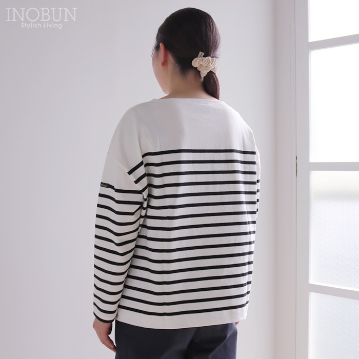 2017SS Le minor 背中Vボーダーカットソー Le minor バックVネックボーダーTシャツ/le.coeur blanc(ルクール