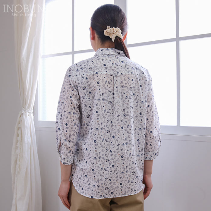 Parkes リバティ 角衿レギュラーシャツ ブラウス Mサイズ 7分袖 TEDDY