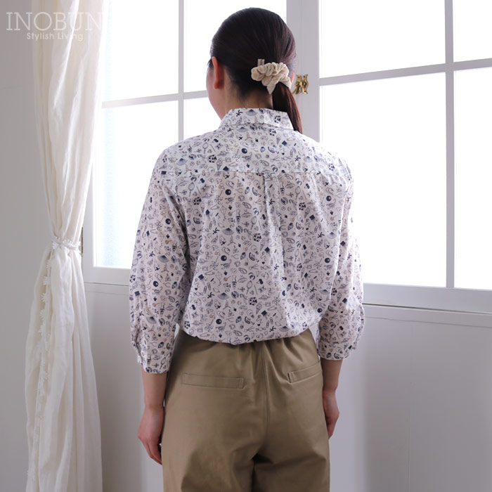 Parkes リバティ シャツ Parkes リバティ 角衿レギュラーシャツ ブラウス Mサイズ 7分袖 TEDDY