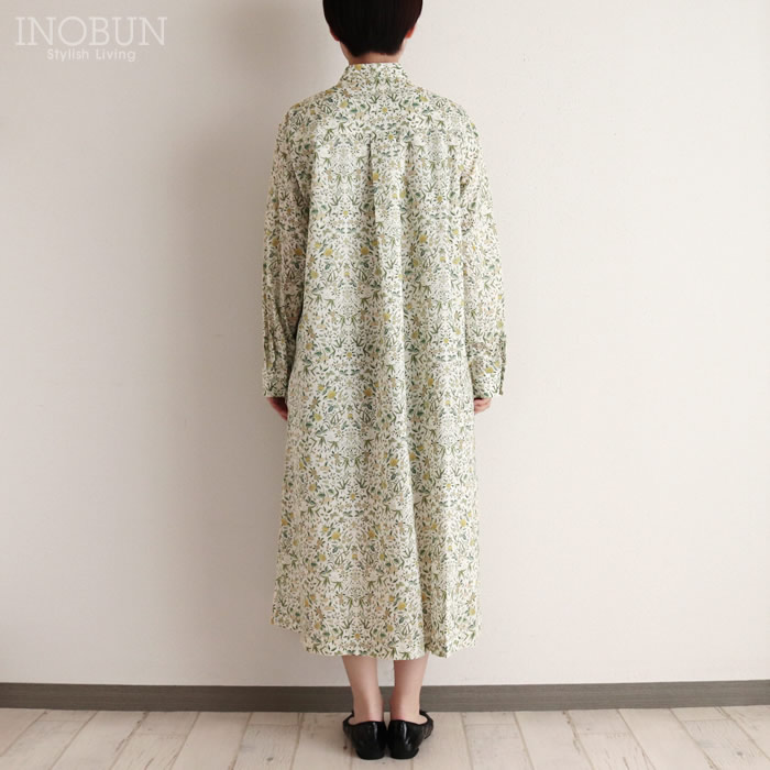 Parkes リバティ バンドカラーシャツワンピース 長袖 TAPESTRY/D