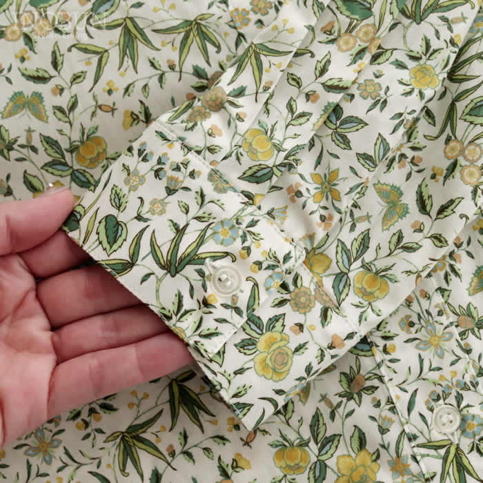 極美品★Parkes リバティ バンドカラーシャツワンピース② グリーン 極美品☆Parkes リバティ バンドカラーシャツワンピース② グリーン