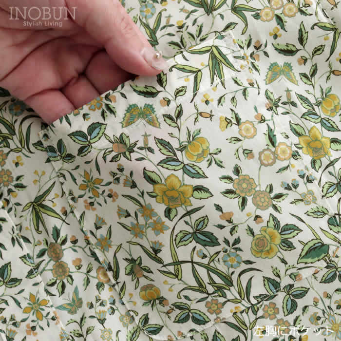 希少 parkes リバティ 総柄シャツワンピース 犬柄 長袖 タナローン 水色