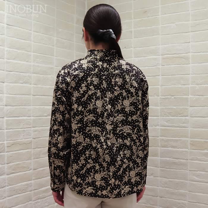 Parkes リバティ スタンドフリルドロップショルダーシャツ ブラウス