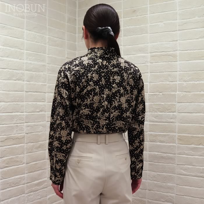 Parkes リバティ スタンドフリルドロップショルダーシャツ ブラウス