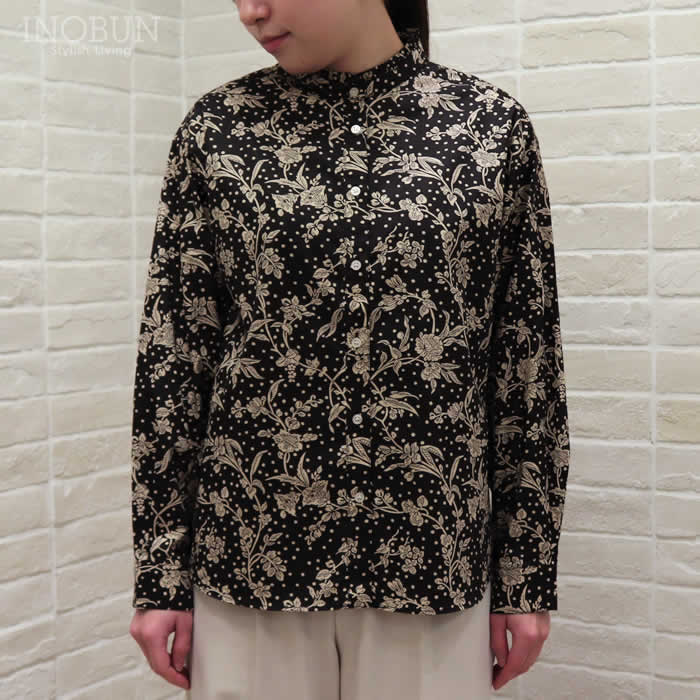 Parkes リバティ スタンドフリルドロップショルダーシャツ ブラウス