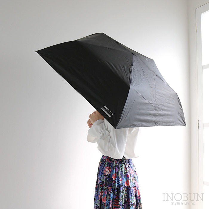 完全遮光 コンパクト 日傘 黒 IZA COMPACT 無地 53cm 遮熱 ブラック