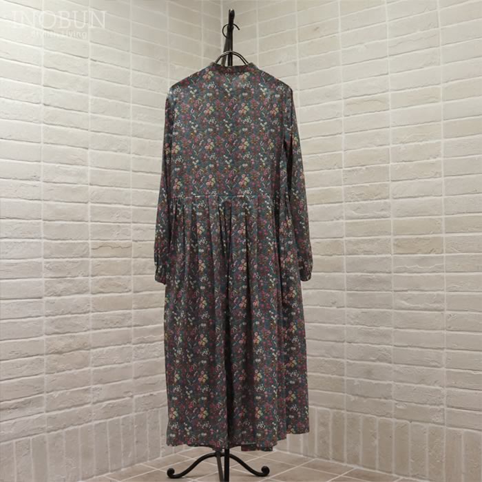 J.Sloane リバティ バンドカラーすっきり見えワンピース Floral Fable