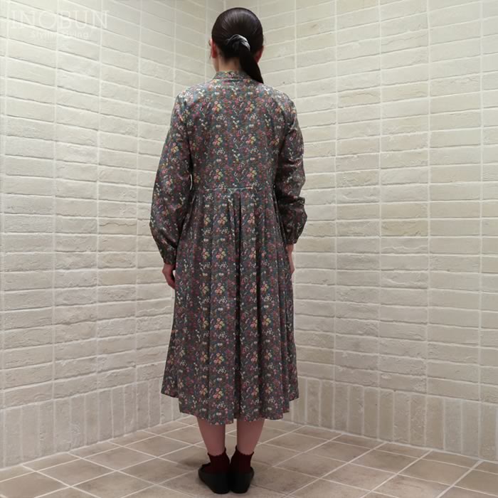 J.Sloane リバティ バンドカラーすっきり見えワンピース Floral Fable