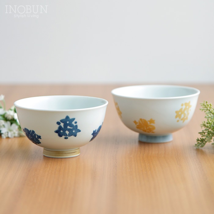 花あつめ Hana Atsume 茶碗 ブルー 波佐見焼 日本製 新生活