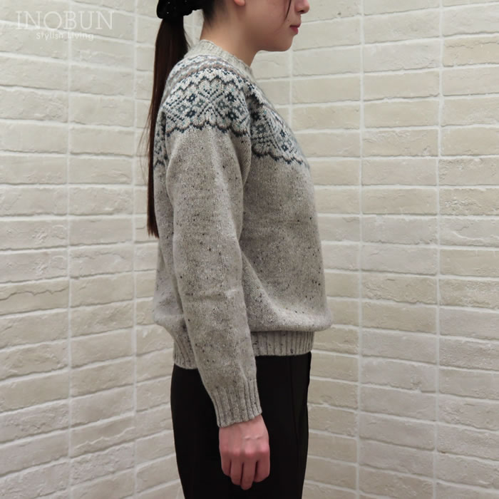 【美品】ハーレーオブスコットランド/ニット/フェアアイル柄/ブラックxアイボリー ハーレーオブスコットランド フェアアイル Harley of scotland