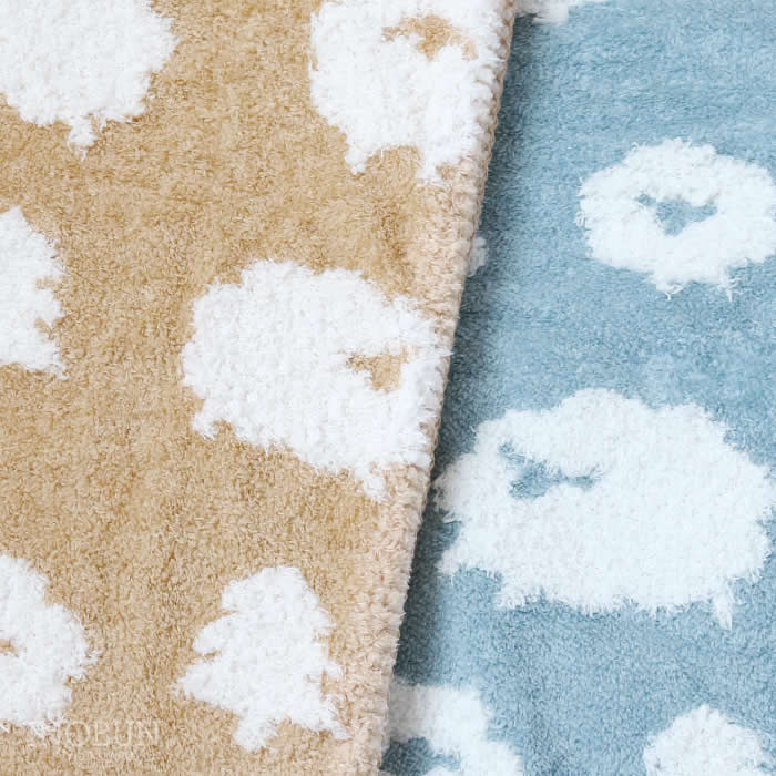 ブランケット fluffy sheep12 L 大判サイズ 140 × 100cm ブルー ひつじ