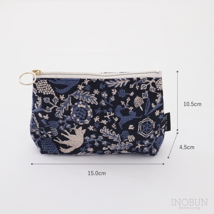 ten to sen BASICポーチ キツネノ小道 ネイビー 点と線模様製作所生地