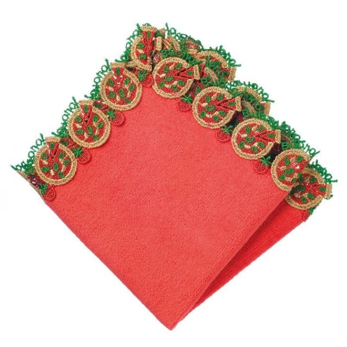 近沢レース店 ピッツァ レッド 1月 シーズンタオルハンカチ