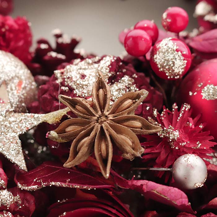 クリスマスリース ナチュラルリース スターリーレッド L