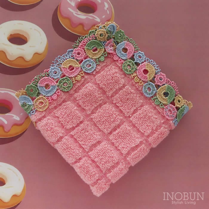 販売開始前】近沢レース店 ドーナツ ピンク 2月 シーズンタオルハンカチ