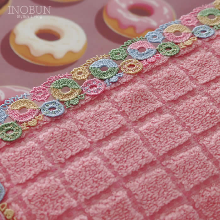 販売開始前】近沢レース店 ドーナツ ピンク 2月 シーズンタオルハンカチ