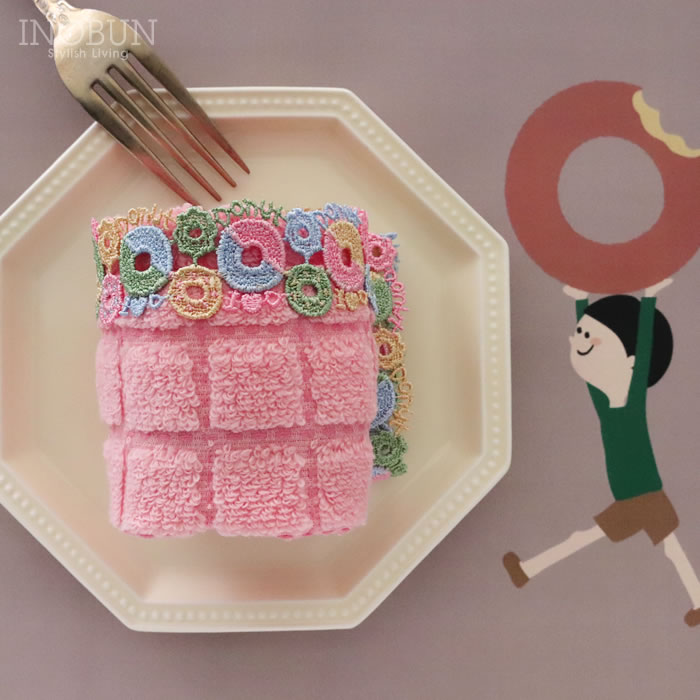 3月2日販売開始】近沢レース店 ドーナツ ピンク 2月 シーズンタオル