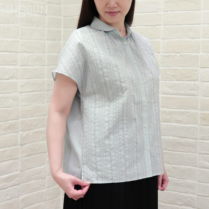 parkes　シャツ Parkes - ブロード UFO柄 スタンドカラーのシャツ - Sheth