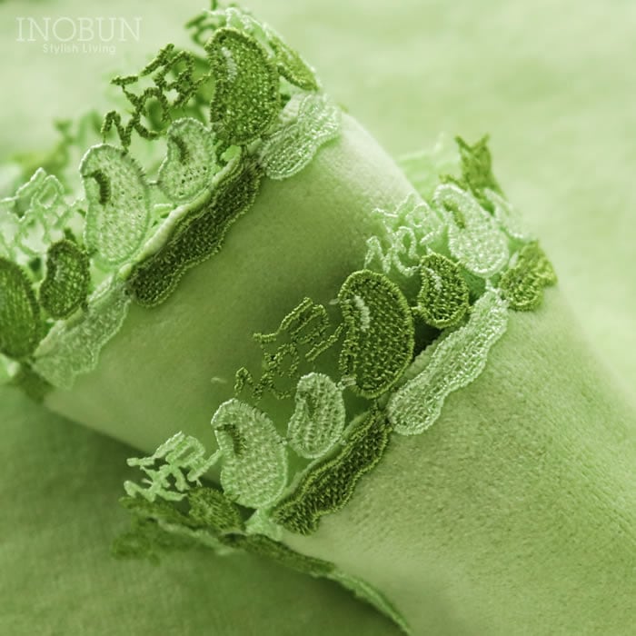 再入荷予定なし】 近沢レース店 タオルハンカチ そら豆 イエロー