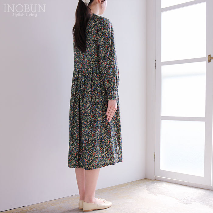 極美品　J.Sloane ジェイスローアン リバティワンピース　M イノブン別注 J.Sloane LIBERTY キーネック すっきり見えワンピース