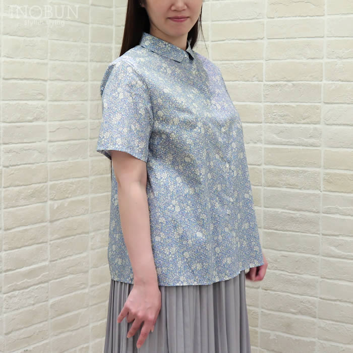 J.PRESS ジェイプレス リバティプリント半袖ブラウス シャツ セール】 【洗える】LIBERTY Joanna Louise/Phoebe 前開き