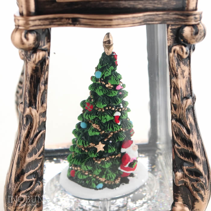 クリスマス バブルLEDライト 蓄音機型 サンタ＆ツリー オルゴール切替