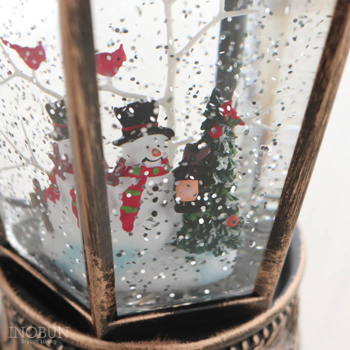 クリスマス バブルLEDライト ヘキサゴンランタン型 スノーマン＆ツリー