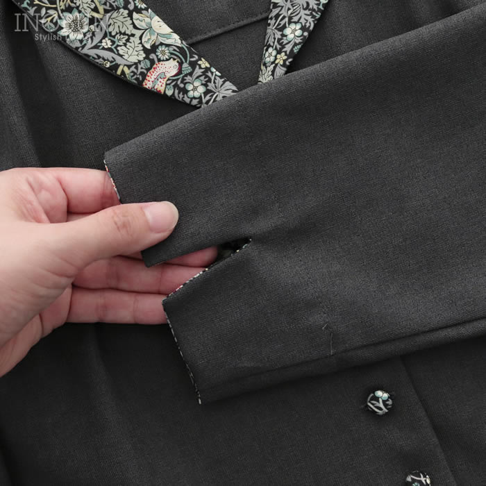 J.Sloane リバティ ショールカラーワンピース ポリエステルリノン生地