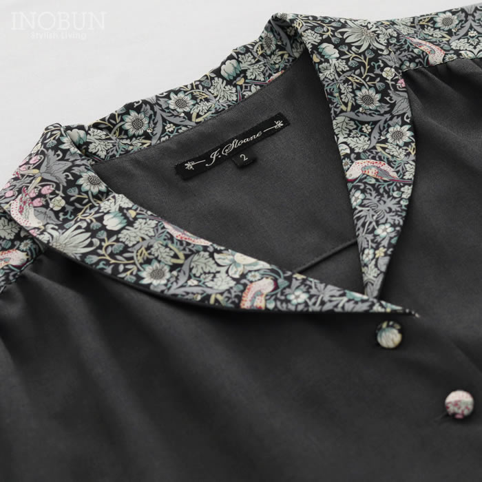 J.Sloane リバティ ショールカラーワンピース ポリエステルリノン生地