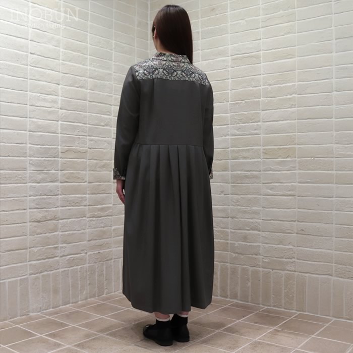 J.Sloane リバティ ショールカラーワンピース ポリエステルリノン生地