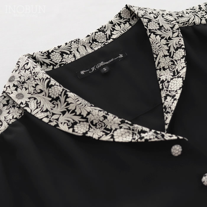 J.Sloane リバティ ショールカラーワンピース ポリエステルリノン生地