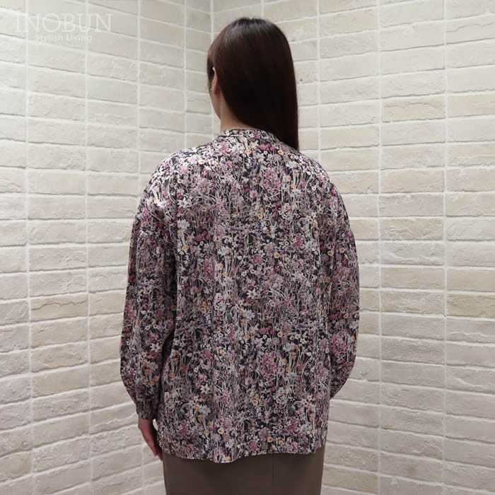 amherst リバティ バンドカラーギャザースリーブブラウス Wild Flowers