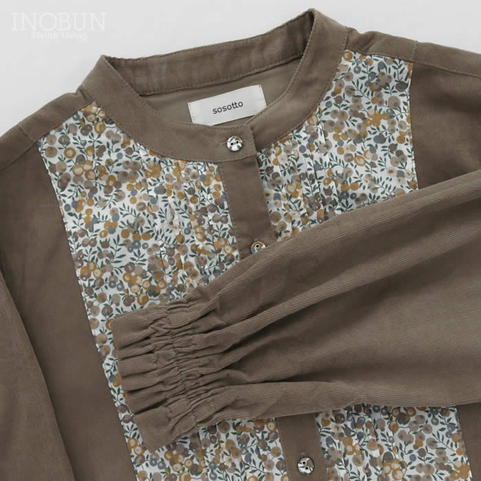 専用！受注製作リバティヨークワンピース sosotto 細コール×LIBERTY リバティ ビブヨークワンピース Wiltshire