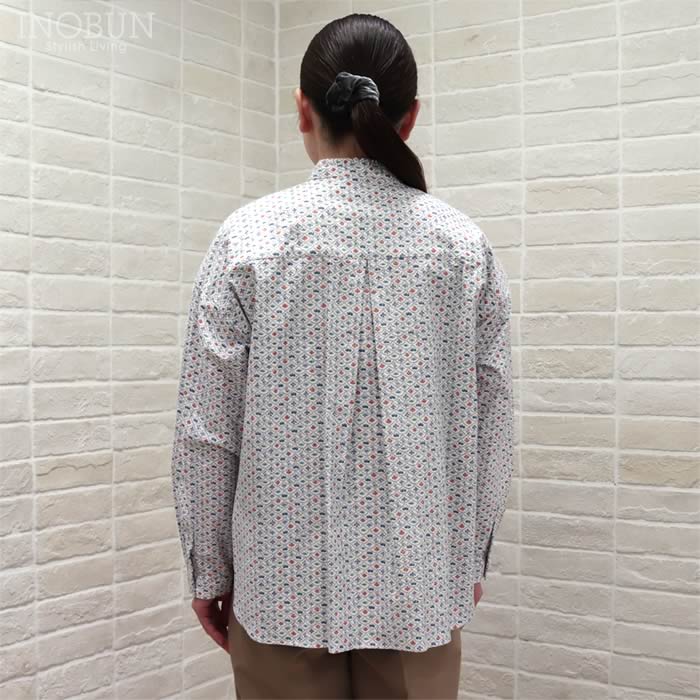 Parkes リバティ コットンフランネル スタンドフリルビックシャツ